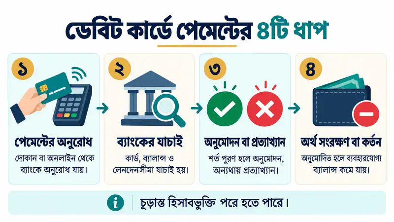 ডেবিট কার্ডে পেমেন্ট কীভাবে হয়: ৪টি ধাপ